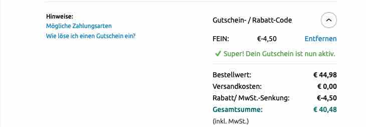 Gutschein eingelöst