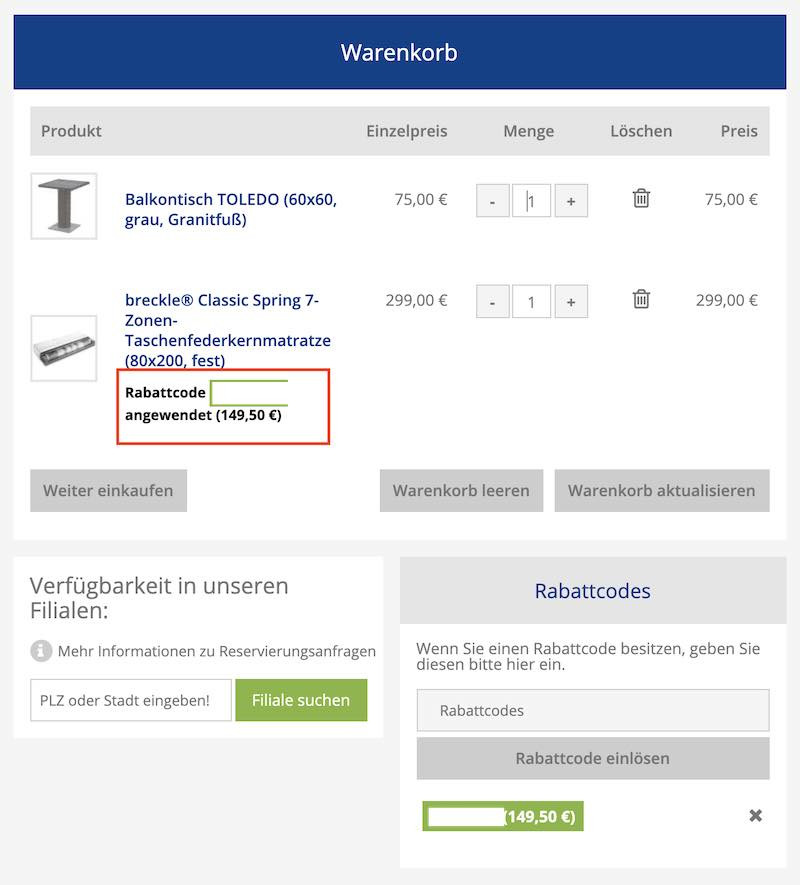 Dänisches Bettenlager Gutschein eingelöst
