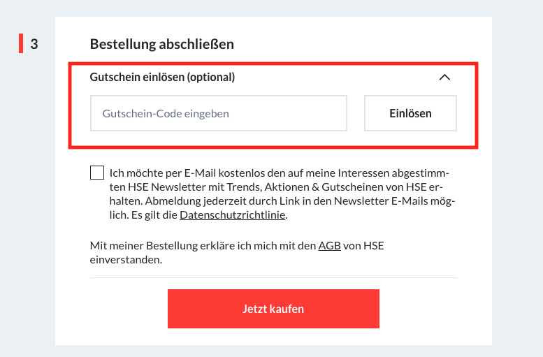 HSE Gutscheincode einlösen