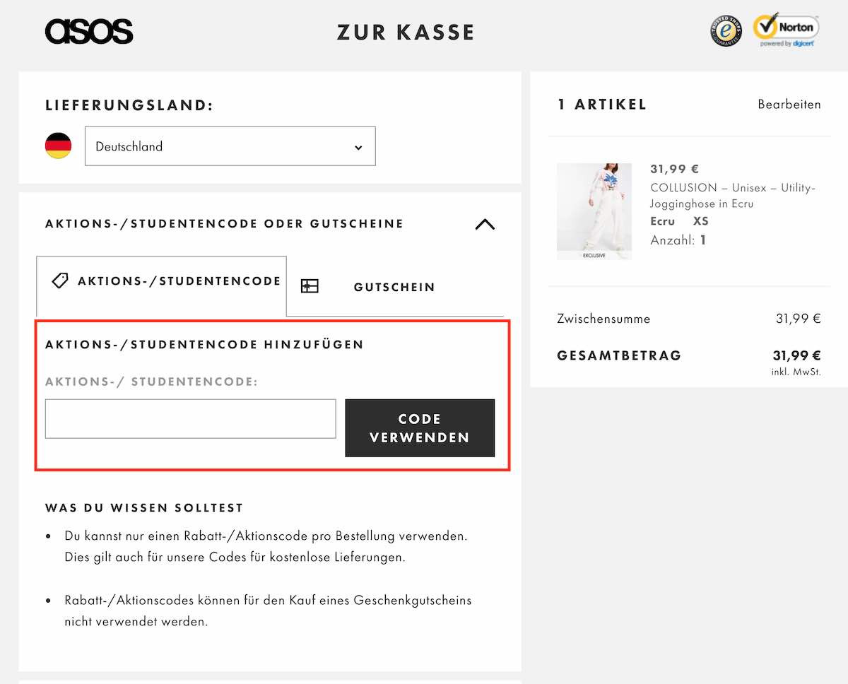 Gutscheincode einlösen