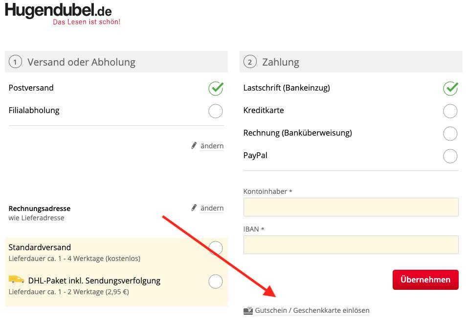 Hugendubel Gutscheinfeld aktivieren